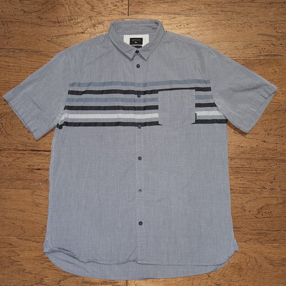 Quiksilver Shirt Adult Extra Large Regular Fit Men's Pocket Short Sleeve - Picture 1 of 7